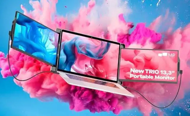 Main image of Mobile Pixels New Trio Portable Laptop Monitor Extender, 2x13.3'' FHD 1080P Triple Monitor for Laptop, USB Type C/HDMI Plug&Play, Compatible with Mac/Windows/Android, Tri Screen for 13"-15" Laptops