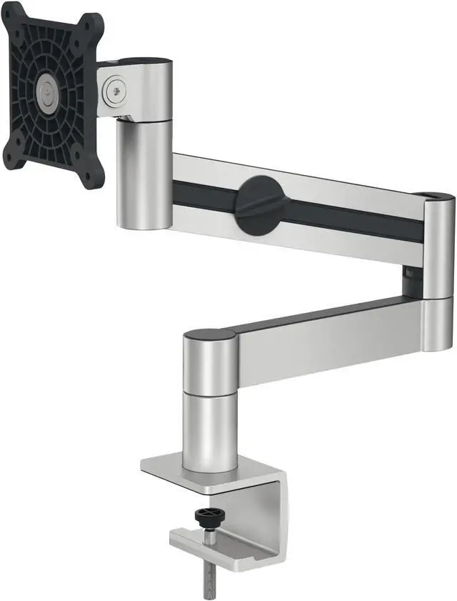 Main image of Durable Monitor Mount with Flexible Arm and Desk Clamp, 360-Degree Rotation, Tiltable, for VESA Screens 21-27", User-Friendly, Silver (508323)