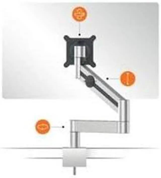Alt view image 4 of 4 - Durable Monitor Mount with Flexible Arm and Desk Clamp, 360-Degree Rotation, Tiltable, for VESA Screens 21-27", User-Friendly, Silver (508323)