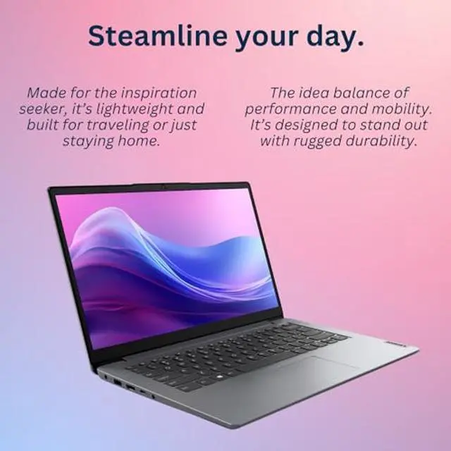 Alt view image 4 of 5 - Lenovo IdeaPad 1 Laptop, 14" HD Screen, Intel Celeron N4020, 4GB RAM, 128GB eMMC, Webcam, Wi-Fi 6, Windwos 11 Home, Grey