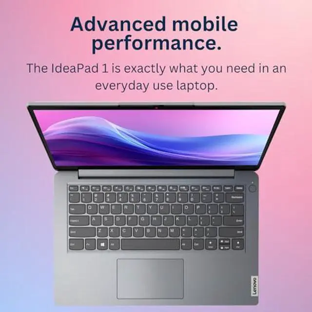 Alt view image 3 of 5 - Lenovo IdeaPad 1 Laptop, 14" HD Screen, Intel Celeron N4020, 4GB RAM, 128GB eMMC, Webcam, Wi-Fi 6, Windwos 11 Home, Grey