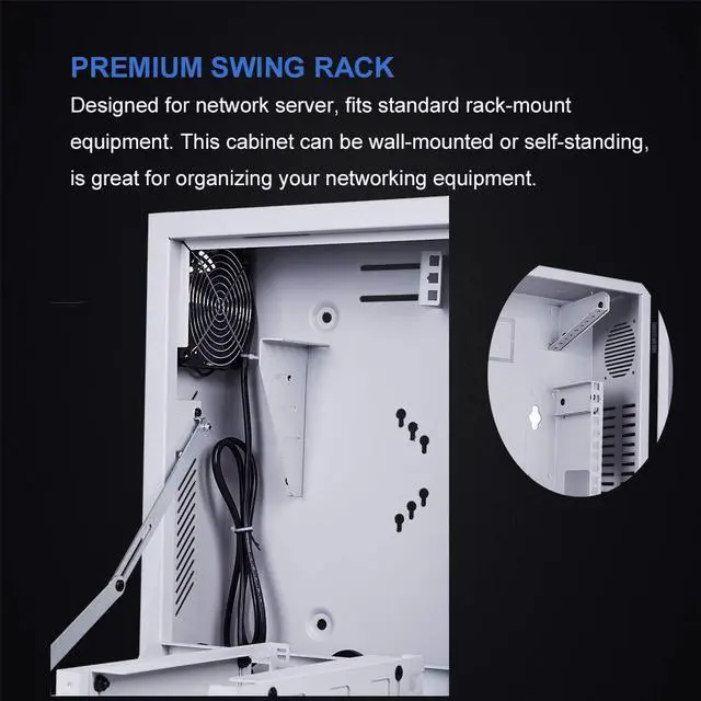 Alt view image 5 of 5 - Kenuco Heavy Duty 16 Gauge Steel DVR Security Lockbox with Fan and Swing Open Top (24'' x 21'' x 8'' White)