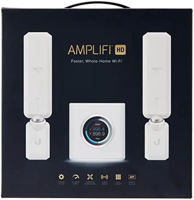 Alt view image 2 of 4 - AmpliFi HD WiFi System by Ubiquiti Labs, Seamless Whole Home Wireless Internet Coverage, HD WiFi Router, 2 Mesh Points, 4 Gigabit Ethernet, 1 WAN Port, Ethernet Cable, Replaces Router & WiFi Extenders