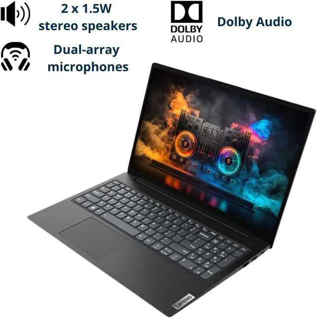 Alt view image 2 of 5 - Lenovo V15 Laptop, 15.6" FHD Display, AMD Ryzen 5 5500U Hexa-core Processor (Beat Intel i7-1065G7), 16GB RAM, 1TB SSD, HDMI, RJ45, Numeric Keypad, Wi-Fi, Windows 11 Pro, Black
