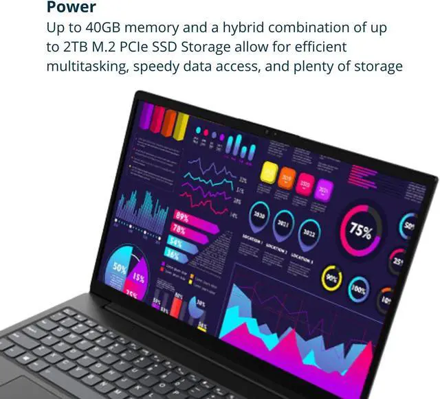 Alt view image 5 of 5 - Lenovo V15 Laptop, 15.6" FHD Display, AMD Ryzen 5 5500U Hexa-core Processor (Beat Intel i7-1065G7), 16GB RAM, 1TB SSD, HDMI, RJ45, Numeric Keypad, Wi-Fi, Windows 11 Pro, Black