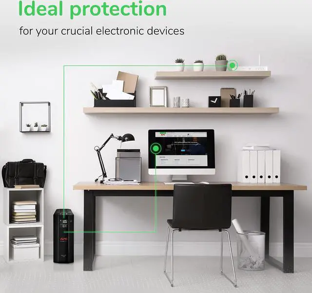 Alt view image 5 of 5 - APC UPS 1500VA UPS Battery Backup and Surge Protector, BX1500M Backup Battery Power Supply, AVR, Dataline Protection