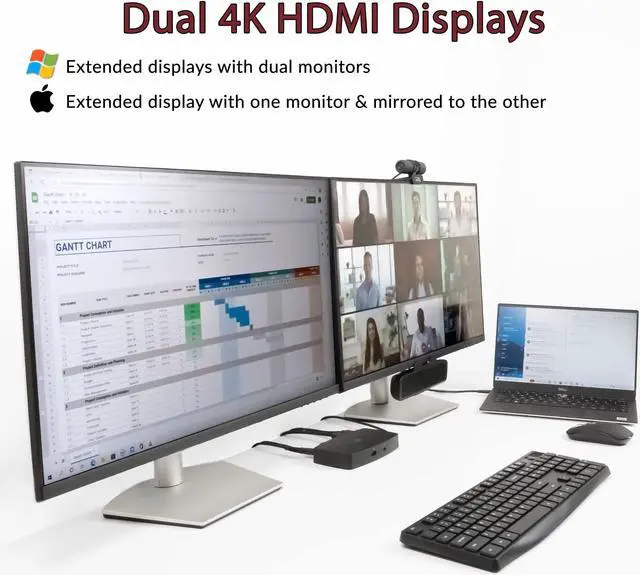 Alt view image 4 of 5 - CA Essential Laptop Docking Station (DS-1000) - USB-C Docking Station with Dual 4K HDMI Displays, Six USB Ports, Ethernet Port, Power for Laptop, TAA Compliant Black
