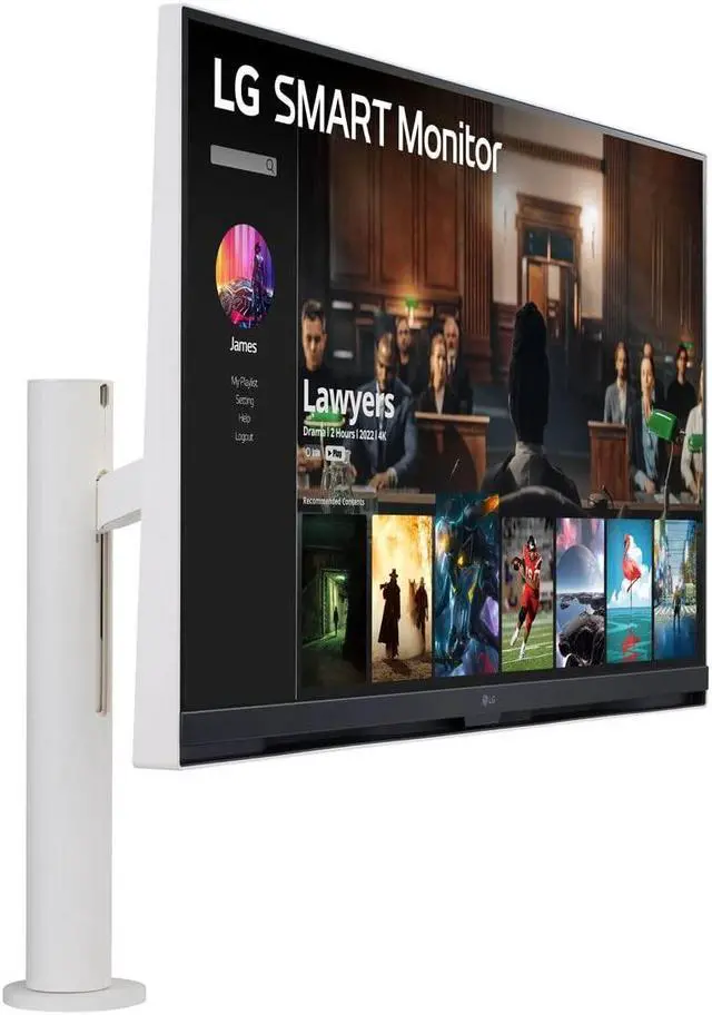 Alt view image 3 of 5 - LG (32SQ780S) - 32-Inch 4K UHD(3840x2160) Display, Ergo Stand, webOS Smart Monitor, ThinQ Home, Magic Remote, USB Type-C, Stereo Speakers, AirPlay 2, Screen Share, Bluetooth,White