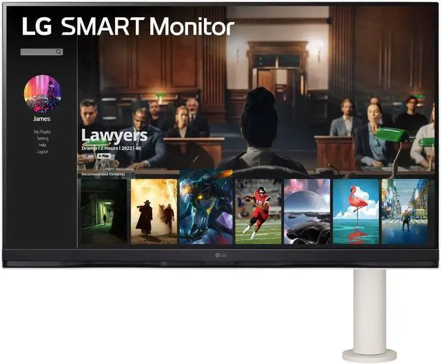 Alt view image 2 of 5 - LG (32SQ780S) - 32-Inch 4K UHD(3840x2160) Display, Ergo Stand, webOS Smart Monitor, ThinQ Home, Magic Remote, USB Type-C, Stereo Speakers, AirPlay 2, Screen Share, Bluetooth,White