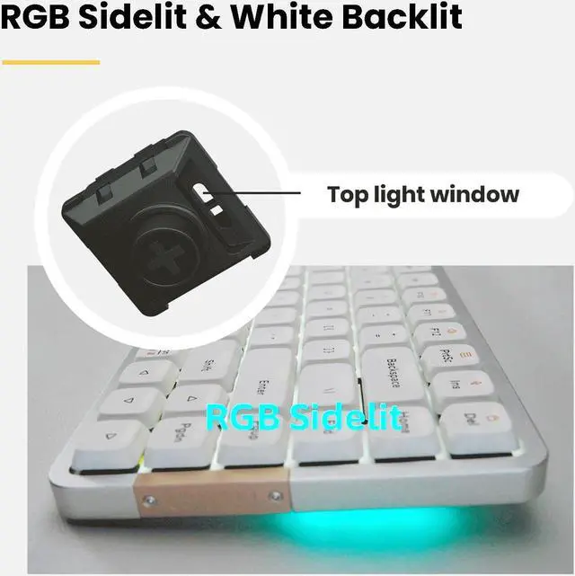 Alt view image 5 of 5 - LOFREE Flow Low Profile Mechanical Keyboard, 75 Percent Rechargeable Wireless Keyboards with Bluetooth and Wired Connection for Windows, Mac OS/White Ghost Linear Switches