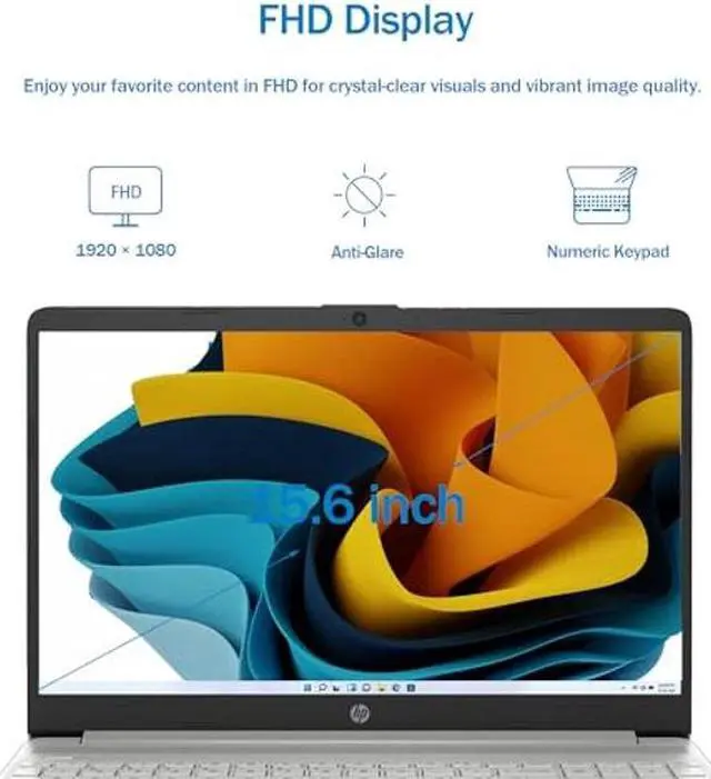 Alt view image 3 of 5 - HP 15.6" Laptop, Intel Core i3-1215U Processor, 16GB RAM, 1TB SSD, FHD Display, Numeric Keypad, Bluetooth, Wi-Fi, Long Battery Life, SD Card Reader, Windows 11 Home, Alpacatec MicroSD, Silver