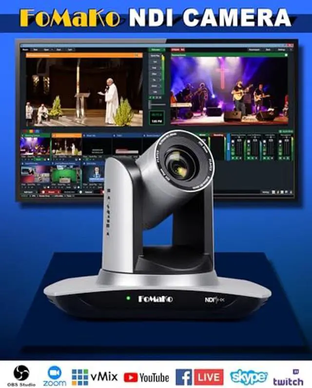 Alt view image 3 of 5 - FoMaKo NDI Camera AI Auto Tracking HDMI PTZ Camera 20x Optical Zoom IP USB3.0 HDMI PTZ Camera for Church Services Worship Education, PoE 1080P60 FMK20UH NDI