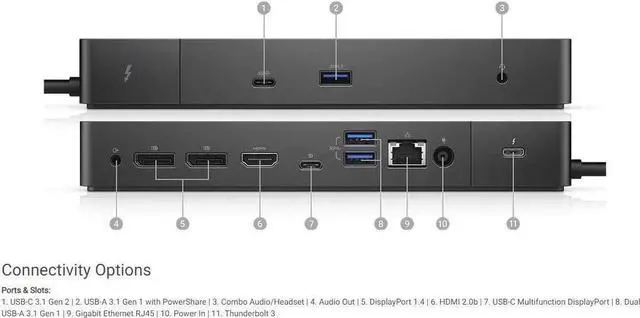 Alt view image 4 of 4 - Dell WD19TB Thunderbolt Docking Station with 180W AC Power Adapter (130W Power Delivery)