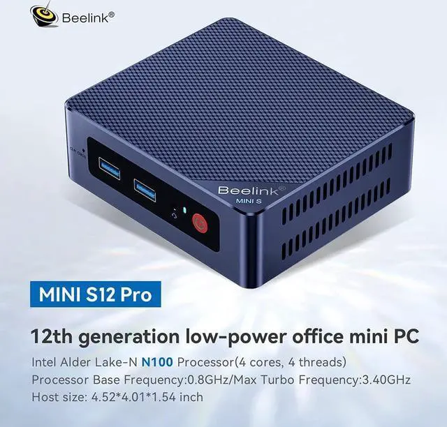 Alt view image 2 of 5 - Beelink MINIS 12 PRO Mini PC with N100 Processor W-11 Pro, 16G DDR4, 500G SSD High Performance Business Mini Computer, WiFi6,BT5.2,Dual HDMI Ports, Ubuntu, Linux