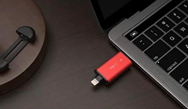 Alt view image 5 of 5 - ADAM elements iKlips C MFi Certified Lightning + USB C Flash Drive for iPhone, iPad Pro, Mac, PC, Android - Touch ID/Face ID Secured (Black, 128GB)