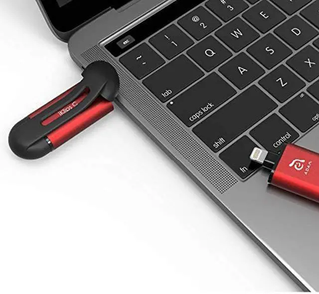 Alt view image 4 of 5 - ADAM elements iKlips C MFi Certified Lightning + USB C Flash Drive for iPhone, iPad Pro, Mac, PC, Android - Touch ID/Face ID Secured (Black, 128GB)