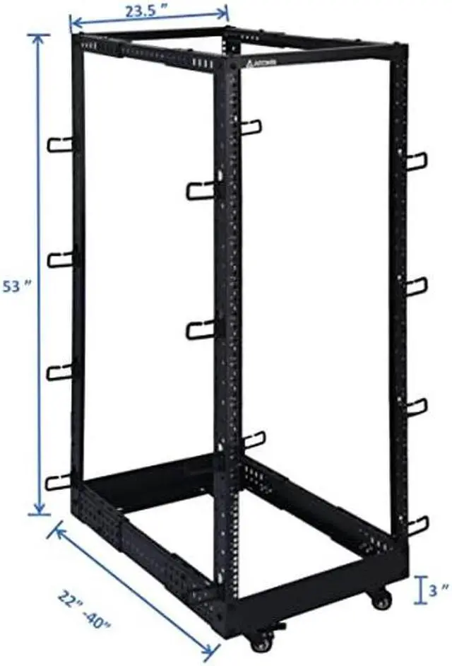 Alt view image 2 of 5 - AEONS 27U 4-Post IT Open Frame Server Rack 19 Inch Depth-Adjustable (22" to 40") Network Equipment AV Gear w/Casters and Cable Management