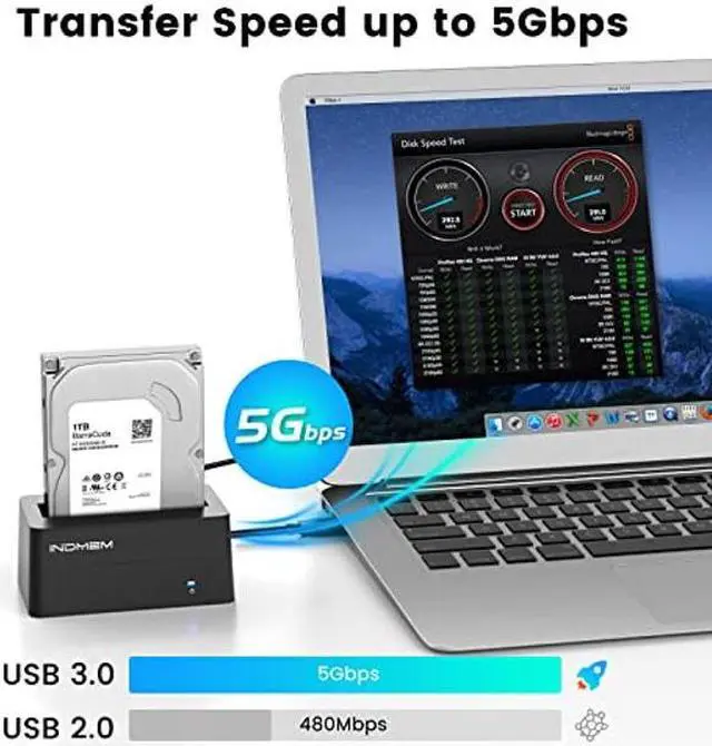 Alt view image 2 of 5 - INDMEM SAS to USB 3.0 Adapter, SAS/SATA Hard Drive Enclosure Reader Converter Docking Station for 2.5/3.5 inch Server HDD SSD with 12V/2A Power Adapter,Support up to 18TB(New Upgrade)
