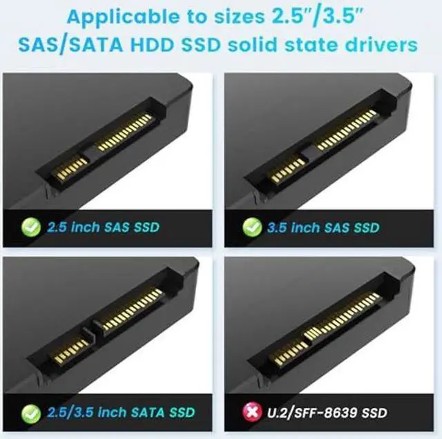 Alt view image 3 of 5 - INDMEM SAS to USB 3.0 Adapter, SAS/SATA Hard Drive Enclosure Reader Converter Docking Station for 2.5/3.5 inch Server HDD SSD with 12V/2A Power Adapter,Support up to 18TB(New Upgrade)