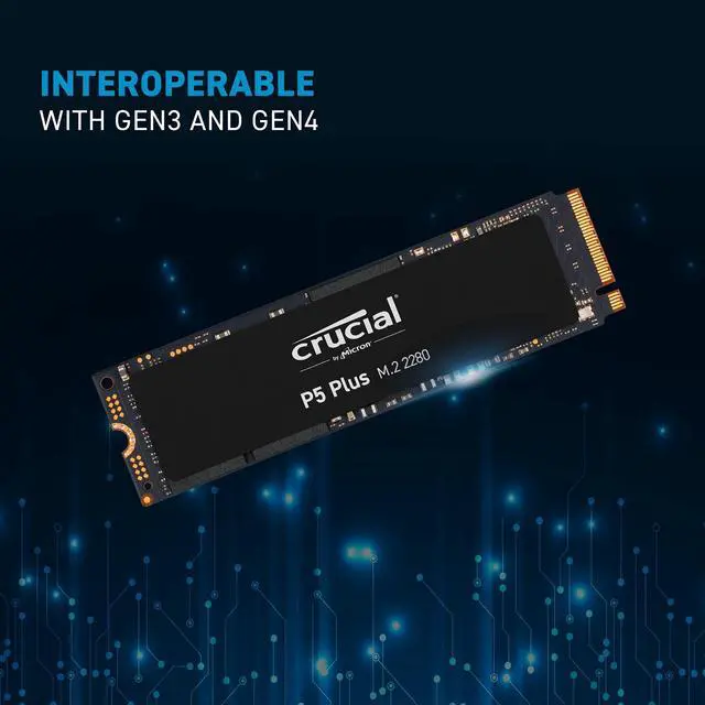 Alt view image 3 of 3 - Crucial P5 Plus 2TB PCIe Gen4 3D NAND NVMe M.2 Gaming SSD, up to 6600MB/s - CT2000P5PSSD8, Solid State Drive