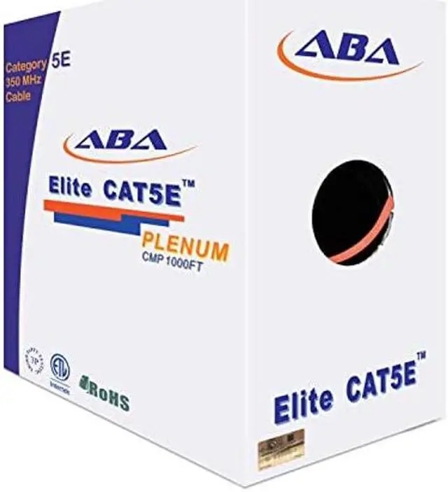 Main image of CAT5E Plenum (CMP), Ethernet Cable 1000ft, Unshielded Twisted Pair (UTP) 24AWG, Solid Pure Bare Copper, 350MHz, UL Certified, Easy to Pull, Bulk Networking LAN Cable - Orange