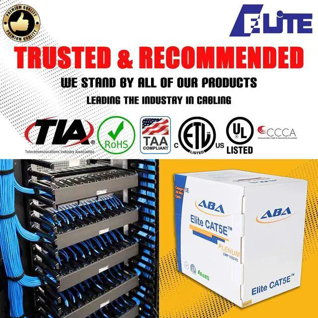 Alt view image 3 of 5 - CAT5E Plenum (CMP), Ethernet Cable 1000ft, Unshielded Twisted Pair (UTP) 24AWG, Solid Pure Bare Copper, 350MHz, UL Certified, Easy to Pull, Bulk Networking LAN Cable - RED