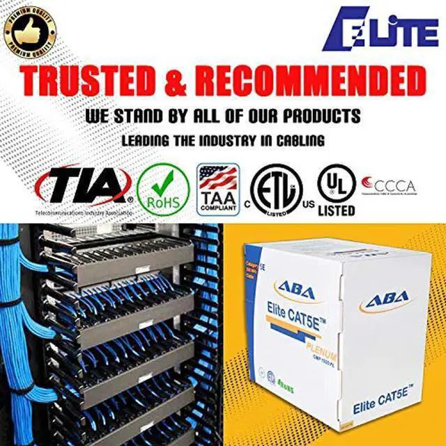 Alt view image 3 of 5 - CAT5E Plenum (CMP), Ethernet Cable 1000ft, Unshielded Twisted Pair (UTP) 24AWG, Solid Pure Bare Copper, 350MHz, UL Certified, Easy to Pull, Bulk Networking LAN Cable - Green