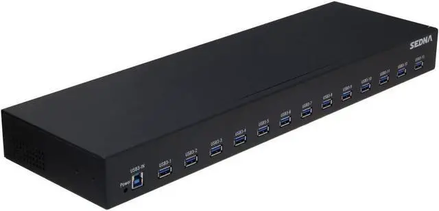 Main image of SEDNA - 19 Inch 1U Rack Mount 13 Port USB 3.2 Gen I Hub (5Gbps) - with 5V 10A AC/DC Adapter