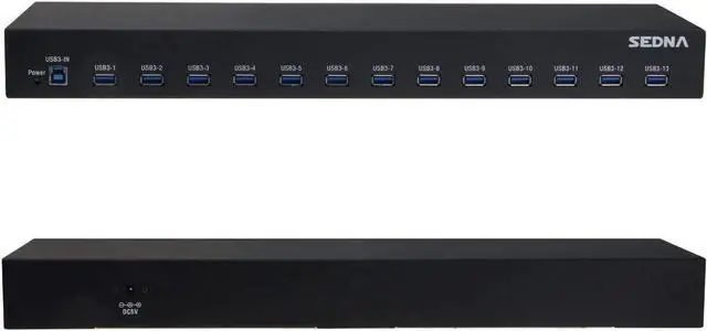 Alt view image 2 of 3 - SEDNA - 19 Inch 1U Rack Mount 13 Port USB 3.2 Gen I Hub (5Gbps) - with 5V 10A AC/DC Adapter