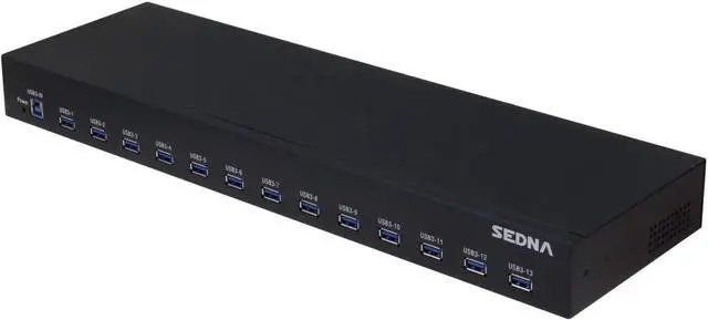 Alt view image 3 of 3 - SEDNA - 19 Inch 1U Rack Mount 13 Port USB 3.2 Gen I Hub (5Gbps) - with 5V 10A AC/DC Adapter