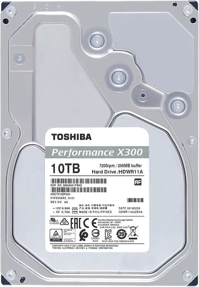 Alt view image 5 of 5 - Toshiba X300 10TB Performance & Gaming 3.5-Inch Internal Hard Drive - CMR SATA 6 GB/s 7200 RPM 256 MB Cache - HDWR11AXZSTA