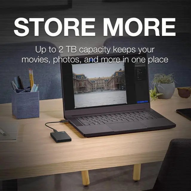 Alt view image 3 of 5 - Seagate One Touch 2TB External SSD Portable - Black, speeds up to 1030MB/s, with Android App, 1yr Mylio Create and Rescue Services (STKG2000400)