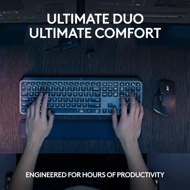 Alt view image 2 of 5 - Logitech MX Keys S Combo - Performance Wireless Keyboard and Mouse with Palm Rest, Fast Scrolling, Bluetooth, USB C, for Windows, Linux, Chrome, Mac - With Free Adobe Creative Cloud Subscription