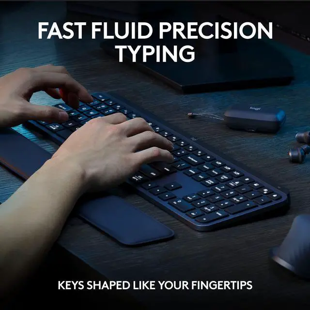 Alt view image 3 of 5 - Logitech MX Keys S Combo - Performance Wireless Keyboard and Mouse with Palm Rest, Fast Scrolling, Bluetooth, USB C, for Windows, Linux, Chrome, Mac - With Free Adobe Creative Cloud Subscription