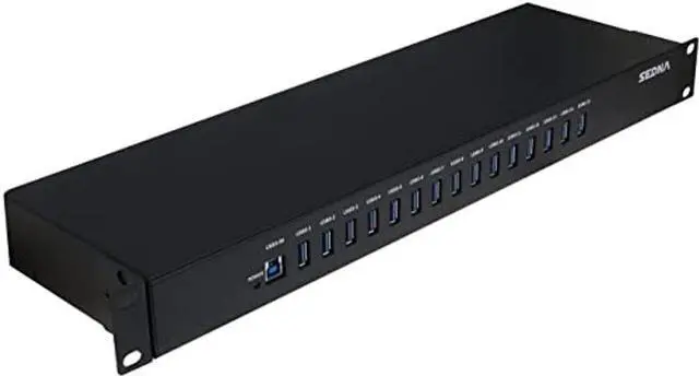 Main image of SEDNA - 15 Port USB 3.1 Gen I Hub ( 5Gbps ) - 19 Inch 1U Rack Mount ( 5V10A AC/DC Adapter ), Black