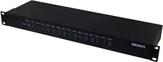 Alt view image 2 of 4 - SEDNA - 15 Port USB 3.1 Gen I Hub ( 5Gbps ) - 19 Inch 1U Rack Mount ( 5V10A AC/DC Adapter ), Black