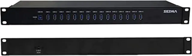 Alt view image 3 of 4 - SEDNA - 15 Port USB 3.1 Gen I Hub ( 5Gbps ) - 19 Inch 1U Rack Mount ( 5V10A AC/DC Adapter ), Black