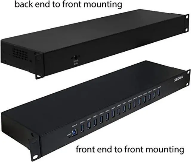 Alt view image 4 of 4 - SEDNA - 15 Port USB 3.1 Gen I Hub ( 5Gbps ) - 19 Inch 1U Rack Mount ( 5V10A AC/DC Adapter ), Black