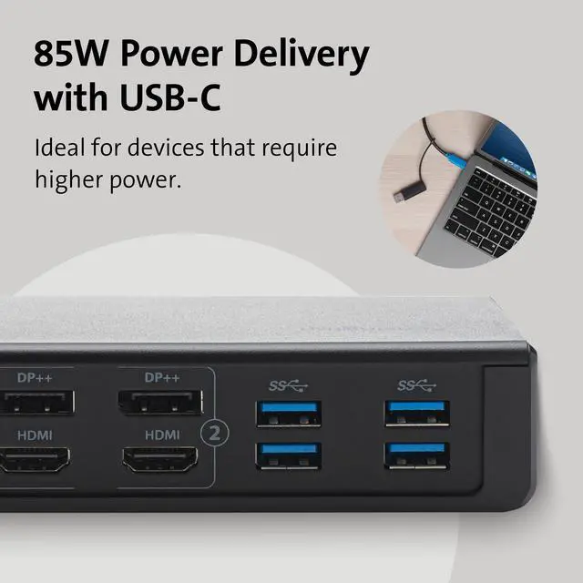 Alt view image 3 of 5 - Kensington SD4750P USB-C Displaylink Docking Station for Windows, MacBook, Surface and Chromebooks  Dual 4K Video, 85W PD (K39105NA)