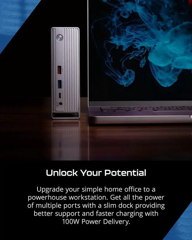 Alt view image 3 of 5 - VisionTek VT7100 Triple Display 4K USB-C Docking Station & Cable Bundle - 100W Power Delivery - USB-C, Thunderbolt 3&4 Compatibility - 1 DP, 1 HDMI, 5 USB, 1 USB-C, 1 RJ45, & 3.55mm Audio Combo Port
