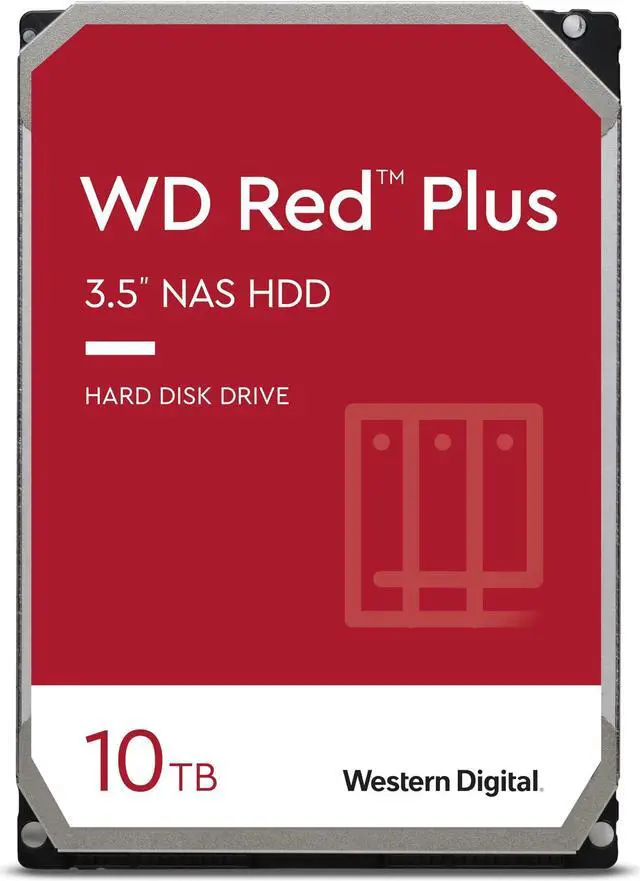 Main image of Western Digital 10TB WD Red Plus NAS Internal Hard Drive HDD - 7200 RPM, SATA 6 Gb/s, CMR, 256 MB Cache, 3.5" - WD101EFBX