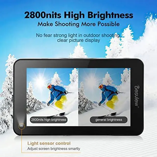 Alt view image 2 of 5 - Desview R6 Camera Monitor, 5.5 inch Touch Screen Field Monitor 4K HDMI 2800nits Ultra High Brightness IPS 178deg View Angle with 3D Lut Waveform VectorScope Histogram Support 8V DC Output