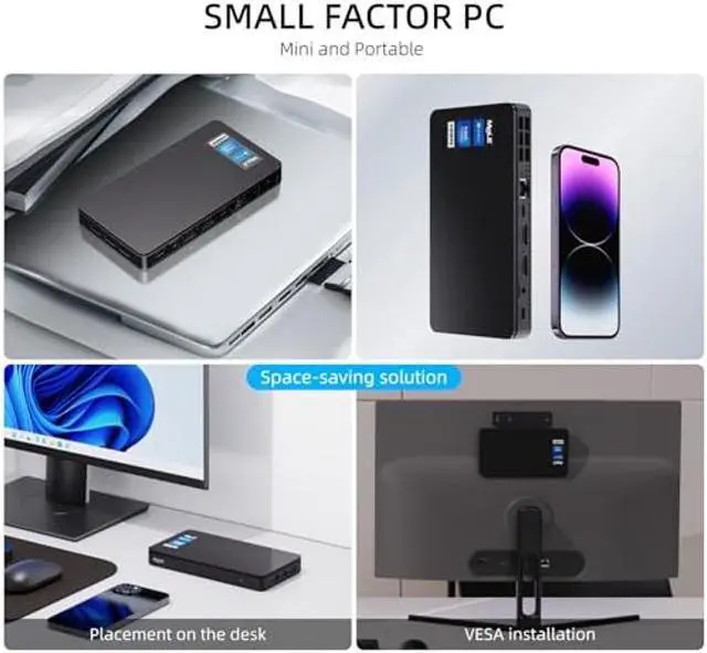 Alt view image 5 of 5 - MeLE Overclock3C Mini PC Windows 11 Pro Micro PC Celeron N5095(4C/4T, up to 2.9Ghz, TDP 15W) 8GB DDR4 256GB ROM Small Desktop Computer with 2 X HDMI 4K@60Hz, USB-C, WiFi 6, BT5.2, VESA Mount