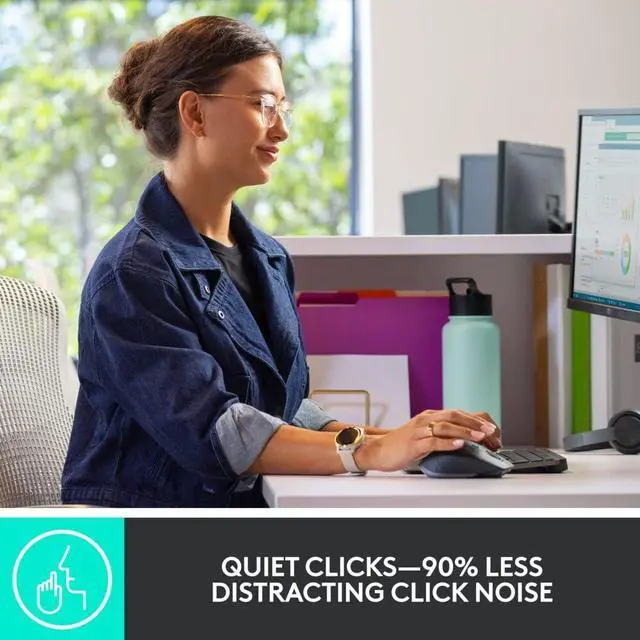 Alt view image 4 of 5 - Logitech MX Keys Combo for Business | Gen 2, Full Size Wireless Keyboard and Wireless Mouse, with Keyboard Palm Rest, Bluetooth, Logi Bolt, Quiet Clicks, Windows/Mac/Chrome/Linux - Graphite