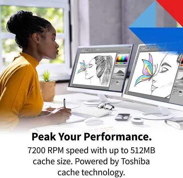 Alt view image 4 of 5 - Toshiba X300 PRO 12TB High Workload Performance for Creative Professionals 3.5-Inch Internal Hard Drive - Up to 300 TB/Year Workload Rate CMR SATA 6 GB/s 7200 RPM 512 MB Cache - HDWR51CXZSTB