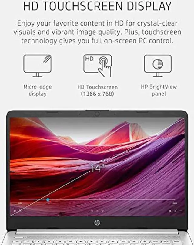 Alt view image 2 of 5 - HP 2021 Stream 14" HD Laptop, Intel Celeron N4020 Processor, 4GB RAM, 64GB eMMC, HD Audio, HD Webcam, Intel UHD Graphics 600, 1 Year Office, HDMI, Win 10 S, White, 32GB SnowBell USB Card