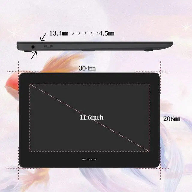 Alt view image 5 of 5 - GOMON PD1220 11.6'' Pen Display (Charcoal Grey) 86% NTSC Full Laminated Graphics Drawing Tablet with Tilt Support 8192 Levels Passive Stylus, Compatible with Windows & Mac &Android