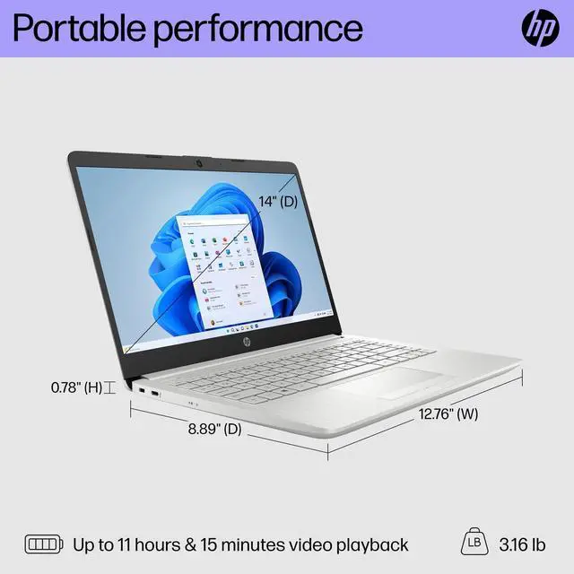 Alt view image 3 of 5 - Hp Stream 14" HD Laptop | Intel Celeron N4120 Processor | Intel UHD Graphics 600 | Microsoft Office 365 | 4GB RAM | 64GB SSD | Windows 11 S | Bundle with Laptop Stand