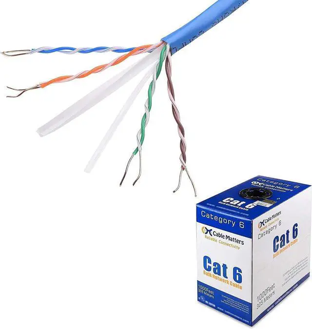 Alt view image 5 of 5 - Cable Matters UL Listed Rackmount or Wall Mount 24 Port Cat6 Patch Panel (Cat 6 RJ45 Patch Panel) & 1000 Feet in-Wall Rated (cm) Bare Copper Cat 6, Cat6 Bulk Cable in Blue
