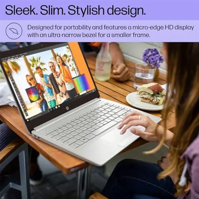 Alt view image 4 of 5 - HP Portable Laptop, Student and Business, 14" HD Display, Intel Quad-Core N4120, 8GB DDR4 RAM, 64GB eMMC, 1 Year Office 365, Webcam, RJ-45, HDMI, Wi-Fi, Windows 11 Home, Silver
